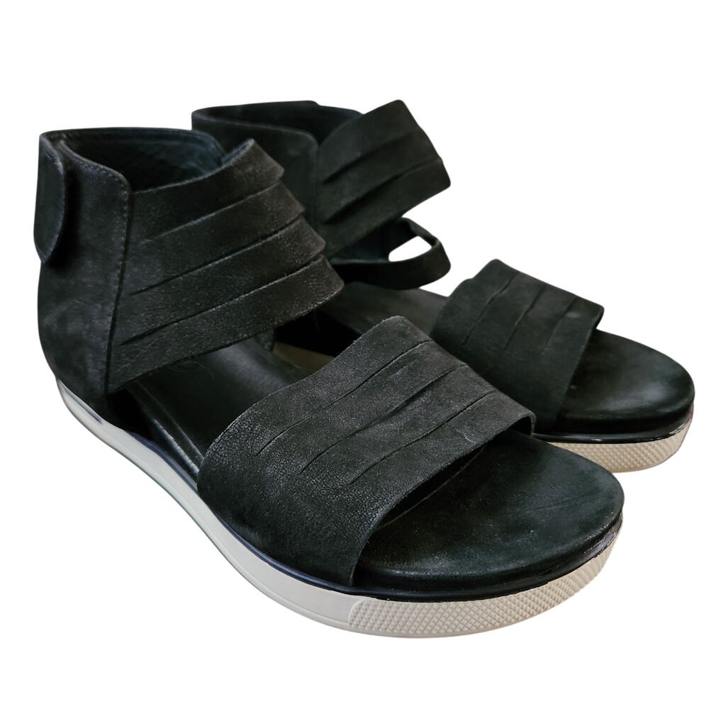 Eileen Fisher Slice Tumbled Nubuck Sneaker Sandal Black Size 8.5